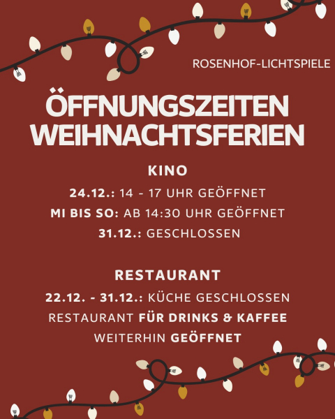 Bild: Öffnungszeiten in den Weihnachtsferien